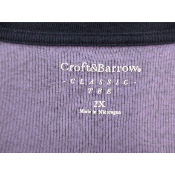 Croft & Barrow 2X Classic Tee Purple Geometric Pattern Short Sleeve Womens Top - Picture 2 of 6